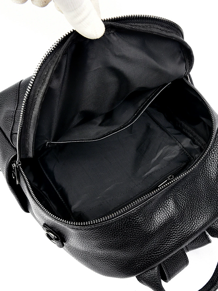Leather backpack, capacious shoulder bag, school bag for traveling one shoulder, cowhide, genuine leather