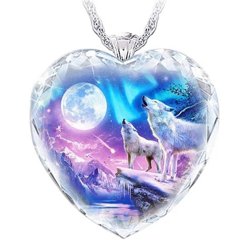 Yunjin deseo nueva chica Lobo collar pretty Girl 925 Plata hecha a mano COLLAR COLGANTE de cristal