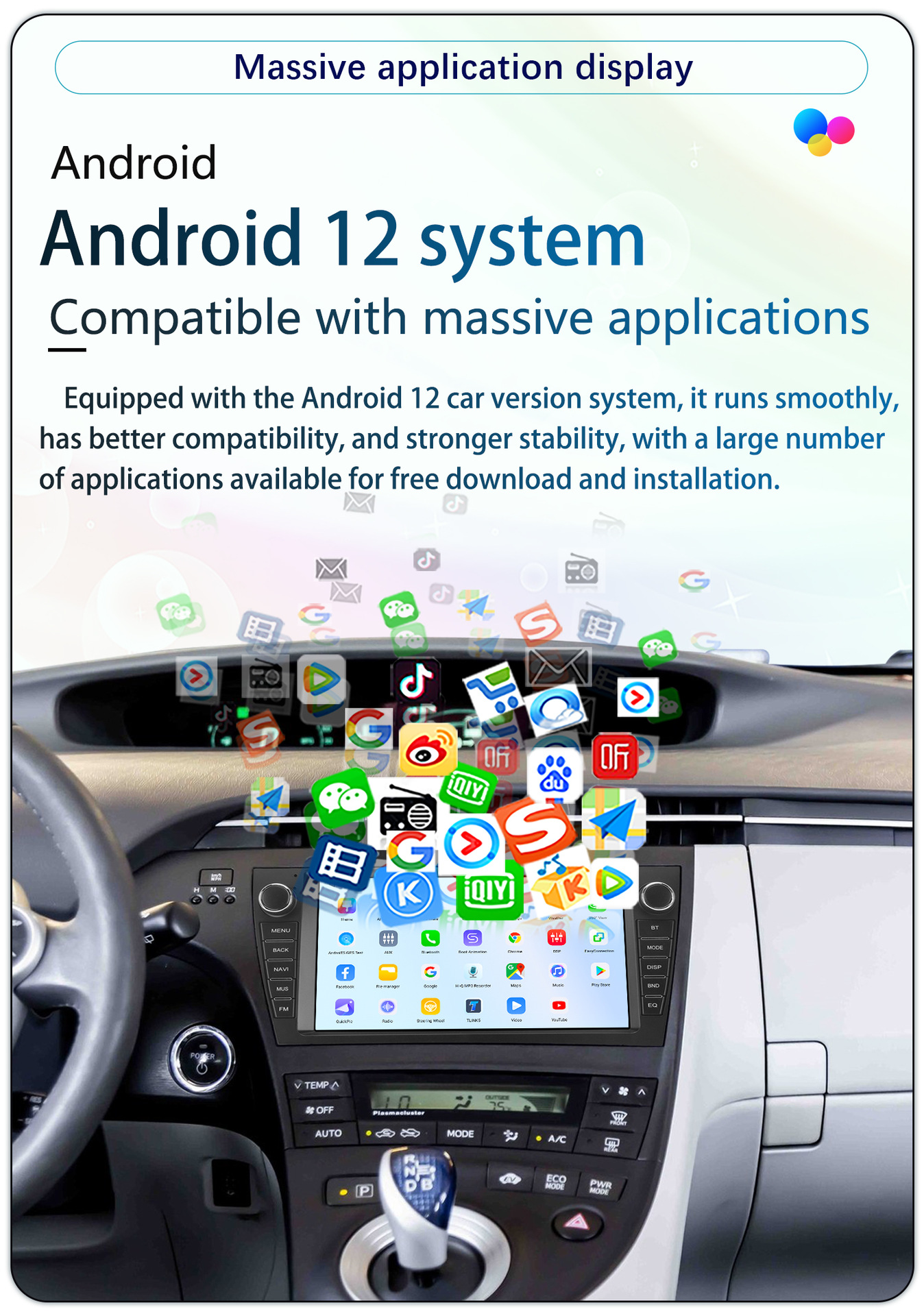 Suitable for 9-Inch 10-15 Model Toyota Prius Android Wireless Carplay Navigation 360 Panoramic All-In-One Machine