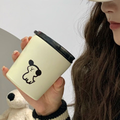韓国式insかわいい子犬のつや消しステンレス保温カップカップルの小型コーヒーカップの女の子がコップを随行します。