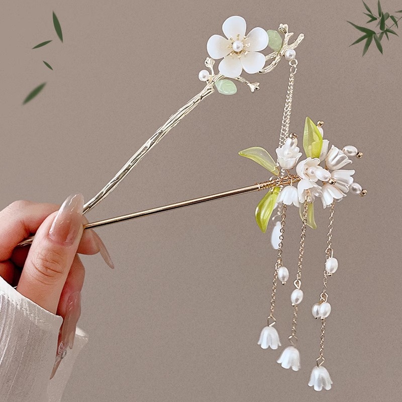 Nuevo estilo chino Maxi falda horquilla 2024 nuevo tocado de horquilla updo de niña estilo antiguo hanfu horquilla