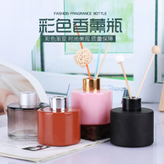 玻璃香薰瓶彩色北欧ins风无火藤条扩香电镀DIY家居酒店香薰空瓶子
