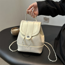 2024秋季新款高颜值时尚温柔质感链条双肩背包百搭i外出休闲包