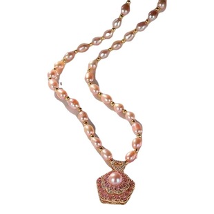 Cyber Celebrous Rotating Pearl Necklace Women's Butterfly Flower Step-by-step Lotus Pendant Clavicle Chain Camellia Flower Woolen Chain Clothing Hanging