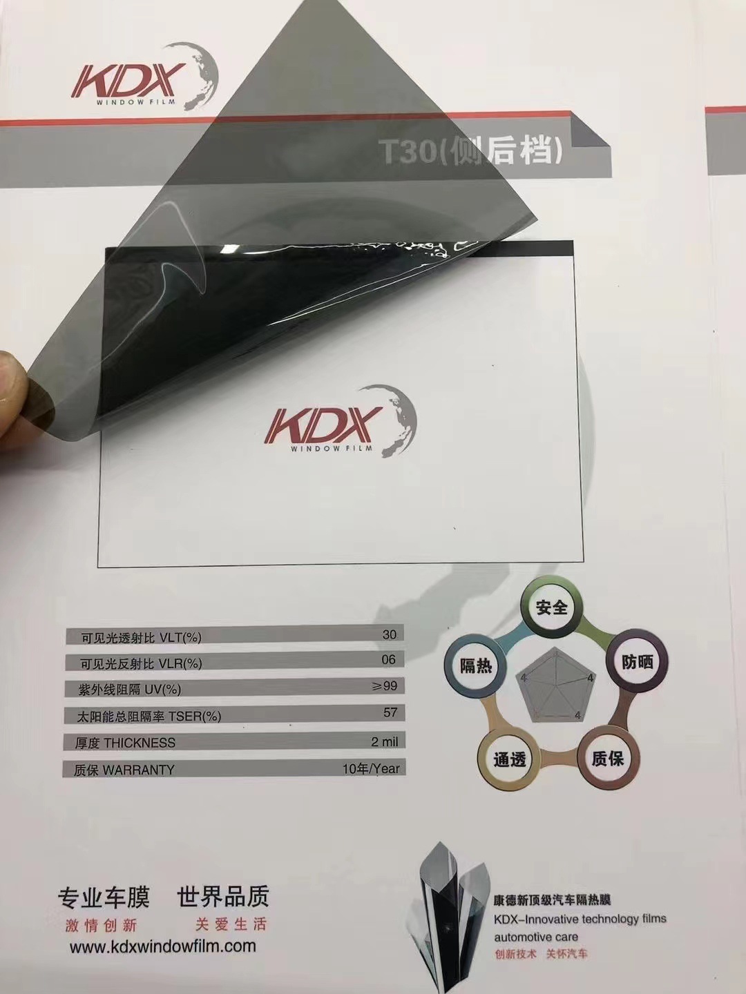 Kangdxin car heat insulation film KDX solar film glass explosion-proof high heat insulation skin film front block side block film wholesale