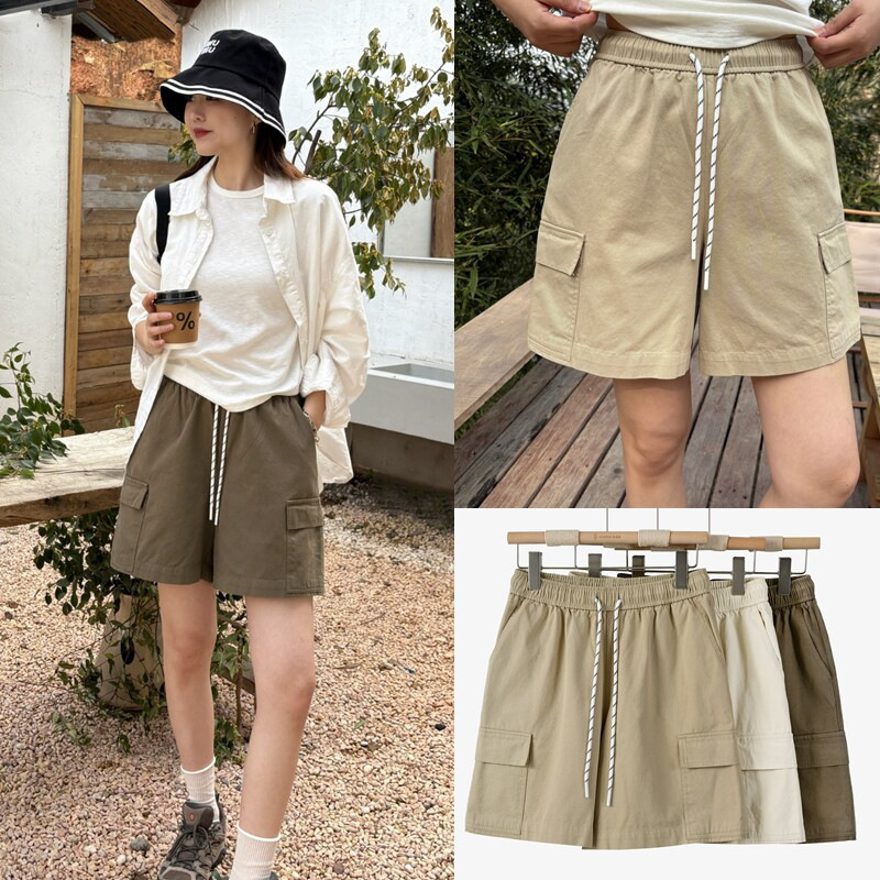 Korean-Style Dopamine Workwear Shorts for Women, Drawstring Elastic High-Waisted Loose Straight Casual Pants, Wide-Leg Five-Point Pants A115 Korean-Style Dopamine Workwear Shorts for Women, Drawstring Elastic High-Waisted Loose Straight Casual Pants, Wide-Leg Five-Point Pants A115
