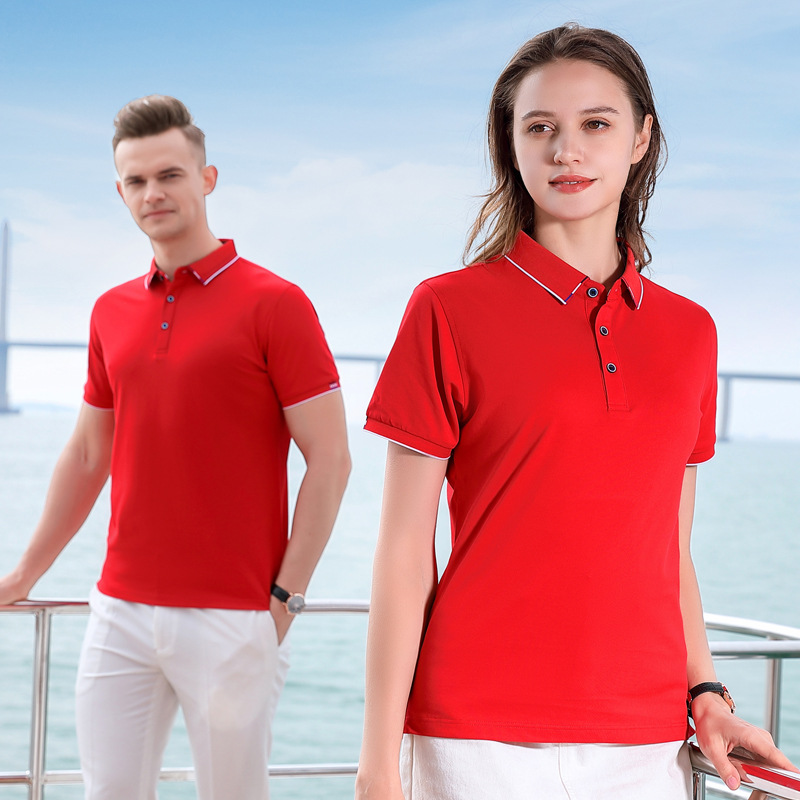 polo衫翻領印工作服定制logo字刺繡新款T恤工衣文化廣告衫圖短袖