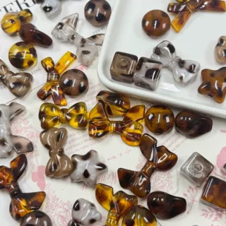 秋冬豹纹系列散珠diy材料 爱心方珠圆珠diy手工串珠配饰现货批发