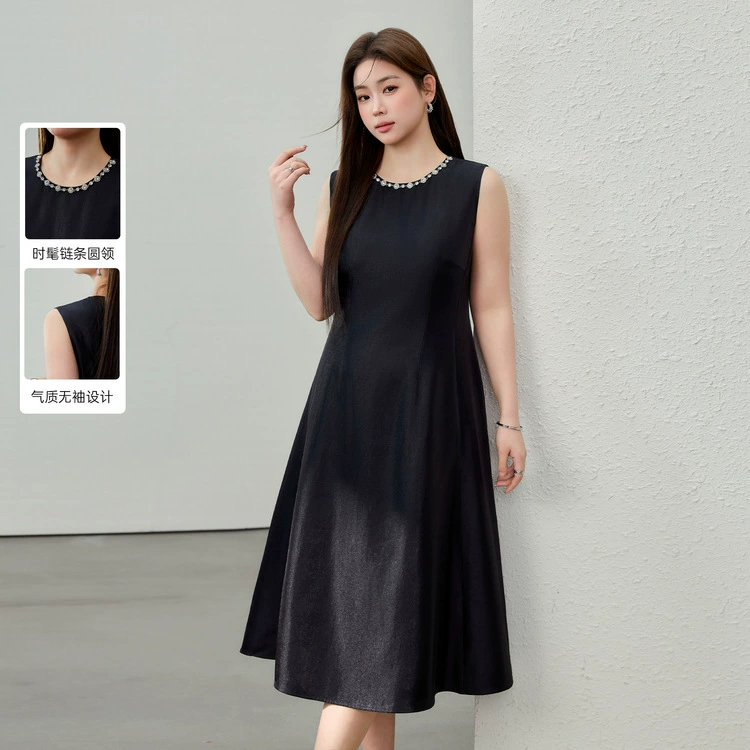 [Элегантное и роскошное черное платье Хепберн без рукавов] Funny Show большой размер женский толстый mm2025 весенний новый