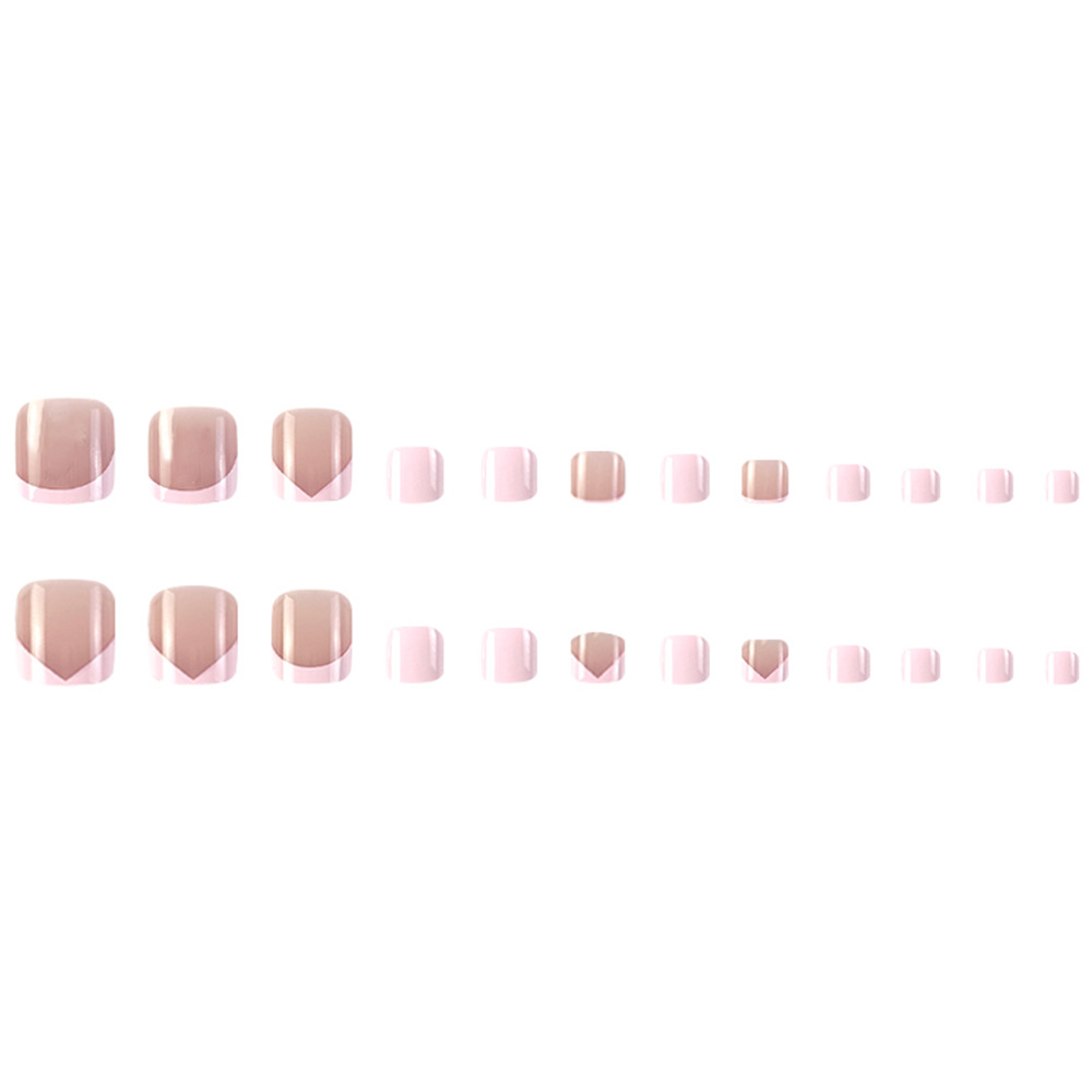 Comercio exterior polvo desnudo para usar uñas de pie estilo elegante pie de pie francés 24 piezas en caja suave ambiente pie de pie