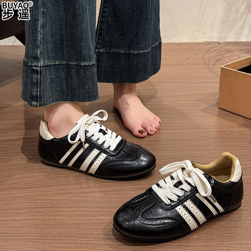 Genuine leather retro-style ballet lace-up German training shoes for women, racing shoes, 2026 new casual sports shoes, Forrest Gump shoes Genuine leather retro-style ballet lace-up German training shoes for women, racing shoes, 2026 new casual sports shoes, Forrest Gump shoes