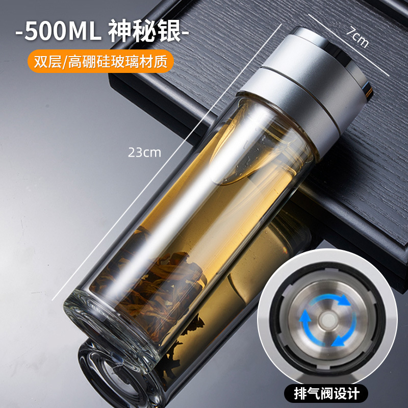 男士泡茶专用杯一键开盖玻璃水杯男2025新款高硼硅防摔防爆茶杯|undefined
