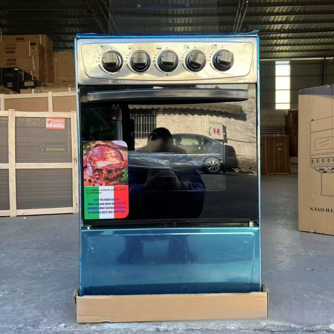 Foreign trade direct sales independent kitchen 4-head stainless steel oven gas stove commercial automatic ignition 4 gas stove