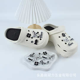洞洞鞋配饰鞋花鞋扣可拆卸鞋面装饰配件银白鱼字母LOVE四叶草M豆