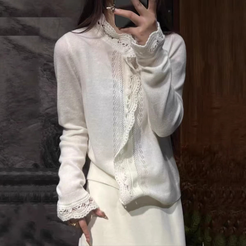 European Style Fine Wool Crochet Hollow-Out Single-Breasted Cardigan for Women, New Spring and Autumn Versatile Soft Knit Top European Style Fine Wool Crochet Hollow-Out Single-Breasted Cardigan for Women, New Spring and Autumn Versatile Soft Knit Top