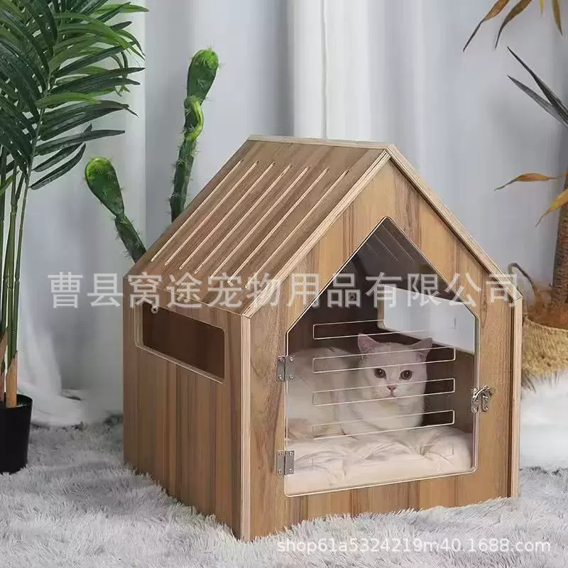 Творческий деревянный собачий домик в помещении Four Seasons Универсальный собачий клетка дом деревянный кошачий питомник кошачий дом питомник