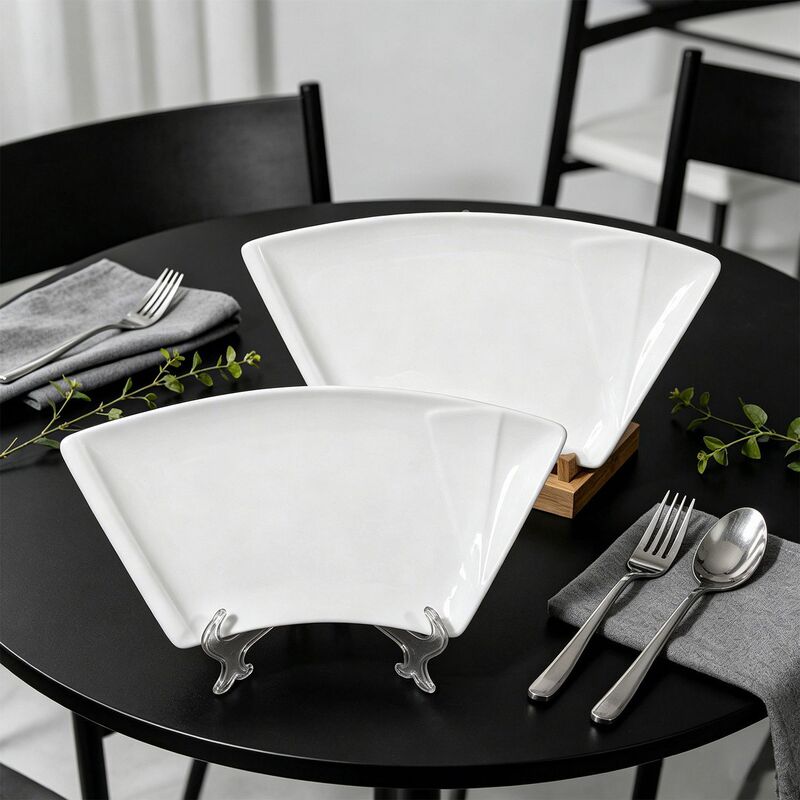 Creative Commercial Plating Dishes, Trendy Tableware for Reunions and Gatherings, Fan-Shaped Dinner Plates, Ceramic Combination Platters, Deep Plates, and Dishes