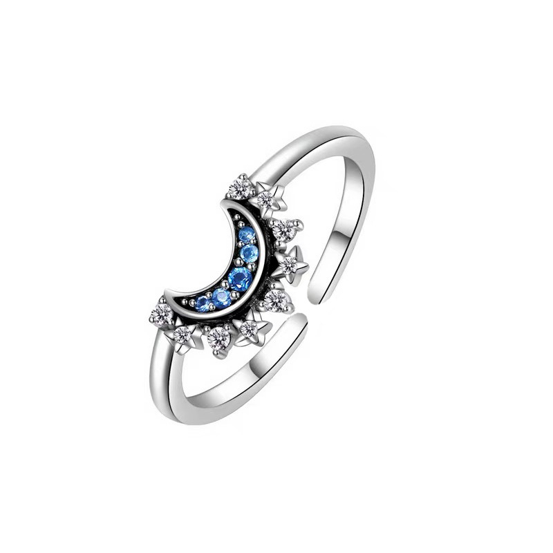 Tonghui apilados de diamantes de las mujeres Sol y Luna anillo abierto Transfronterizo personalidad europea y americana diseño simple sentido sol y luna
