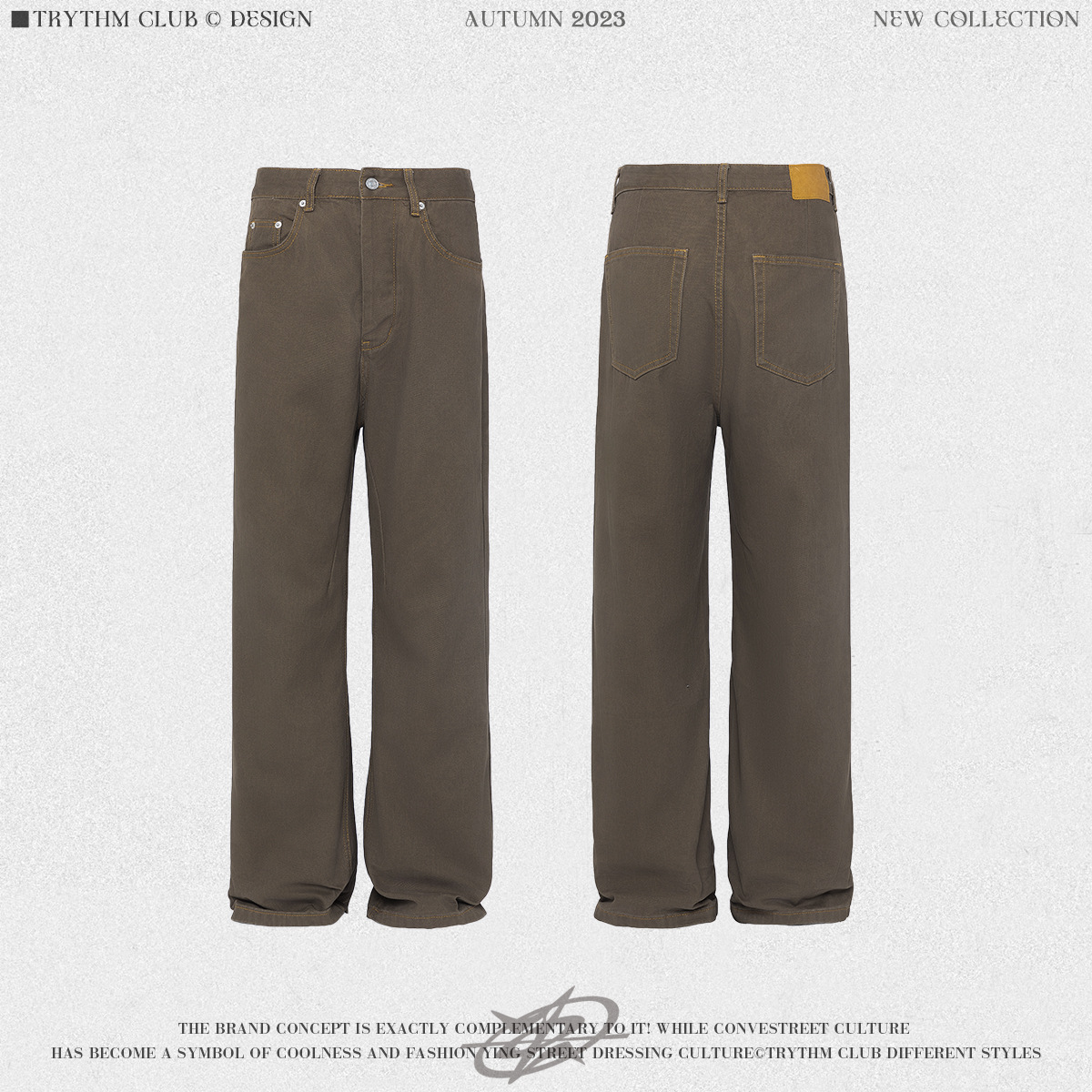 WHOOWAP American washed apenado gris verde trapear jeans rectos de la vendimia marca moda botón par Pantalones