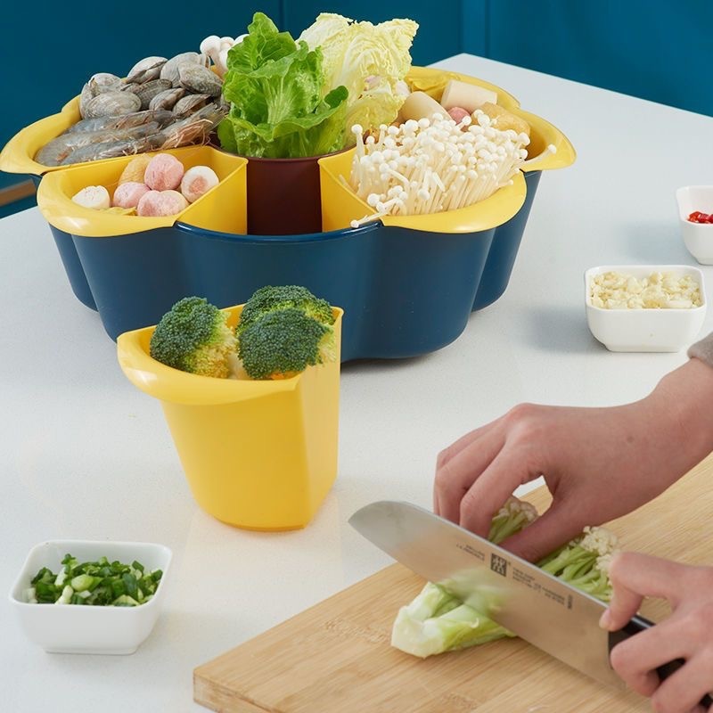 家庭用分格回転鍋野菜盛り合わせ二重洗面器水たまりかご創意多機能おかずおかず皿|undefined