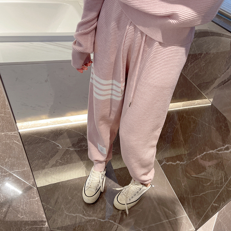 Cos Style TB Wei Pants Drum Pack Four Bars 24 New Spring and Autumn Gray White Men's and Women's Loose Leg Sports Long Pants