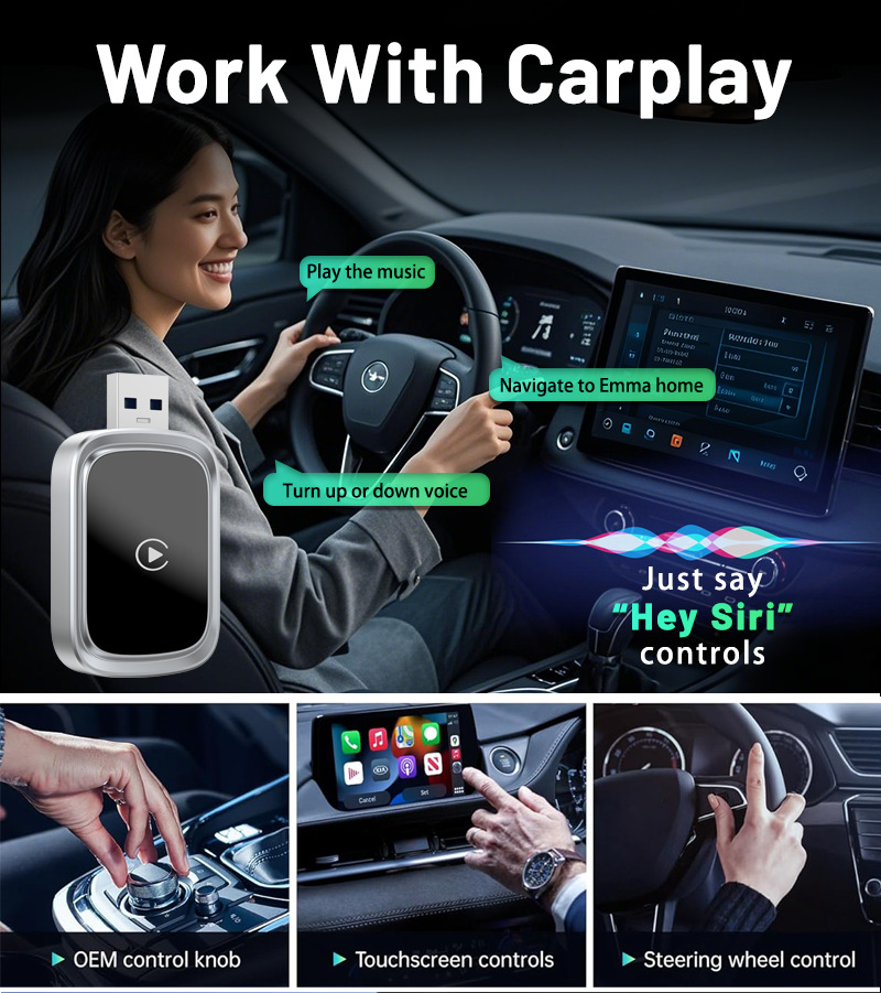 Cross-Border Wireless Carplay Box Upgrade Android Smart Car-Machine Interconnection Module Car Carplay Printed Logo