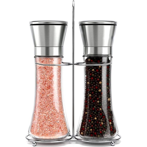 Creative stainless steel grater kitchenware glass spice bottle manual home use black pepper grinder seasoning bottle