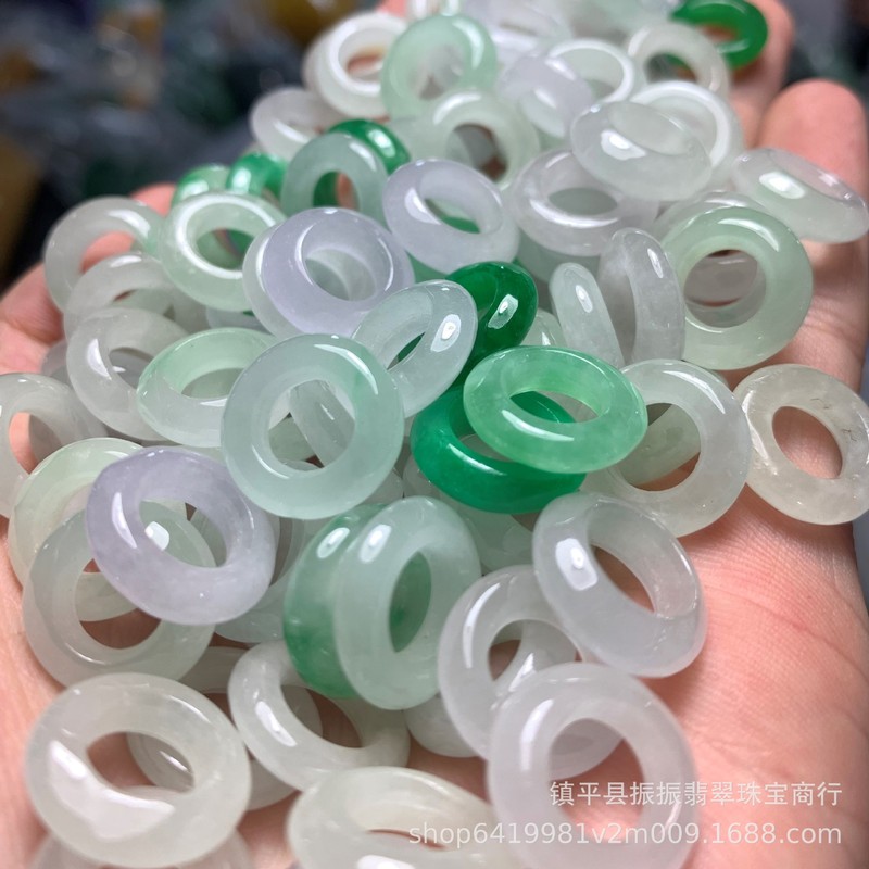 翡翠大孔円環15mmドーナツ卸売りdiy翡翠イヤリング玉円工芸品散珠アクセサリー|undefined
