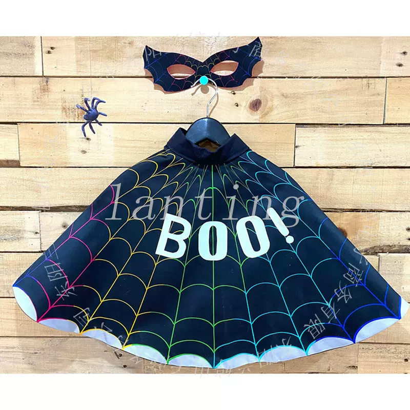 万圣节披风套装蜘蛛披风面具装饰儿童万圣节派对cosplay装扮配饰