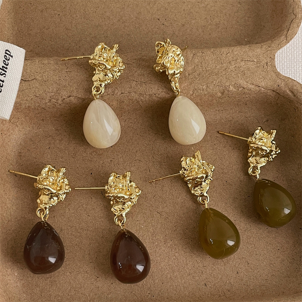 Plating Design 1 Pair Simple Style Water Droplets Plating Acrylic Resin Drop Earrings