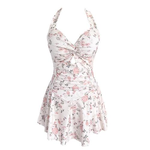 Women's swimsuit conservative one-piece sexy hot spring Internet celebrity style high-end swimsuit floral slimming covering small breasts pure lust style