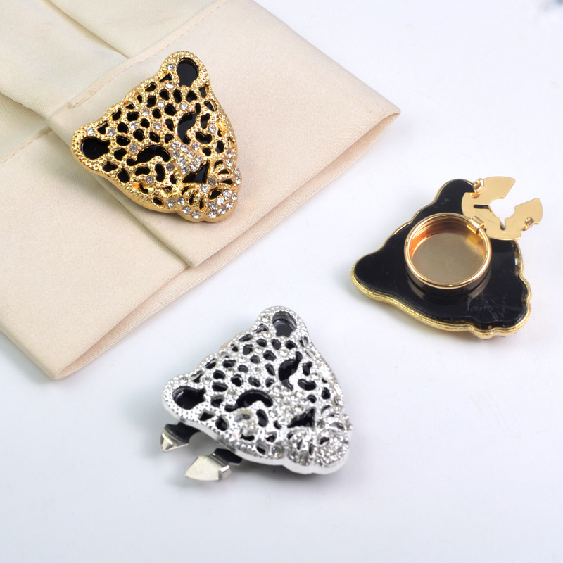 Button Cover Leopard Head Rhinestone Shirt Cufflink Button Cover Flower Collar Button Diamond Buckle Button Cover