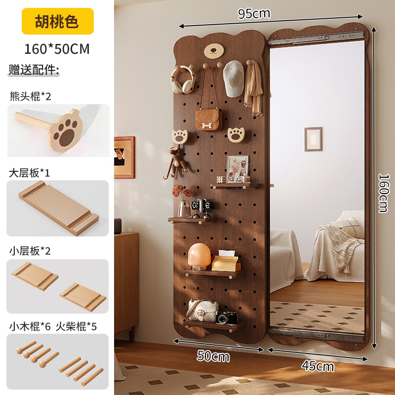 Espejo de cuerpo entero de tablero de agujero de madera maciza Espejo oculto de cuerpo completo Espejo de tocador de puerta de entrada de pared de puerta cerrada