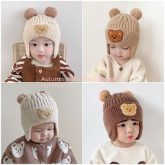 寶寶帽子秋冬兒童護耳針織毛線帽女童可愛小熊女雷鋒帽嬰兒套頭帽