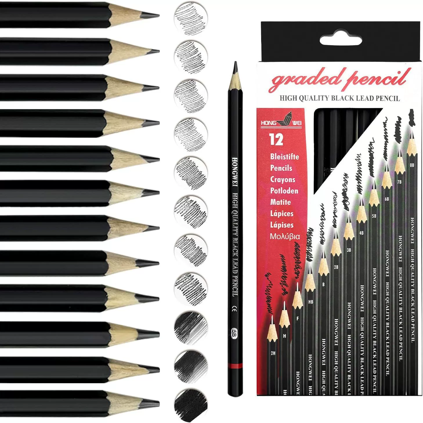 Набор профессиональных карандашей для скетчинга 2H-8B (12 шт.) для студентов и взрослых, лучшие продажи на международном рынке, ручки для рисования и живописи.