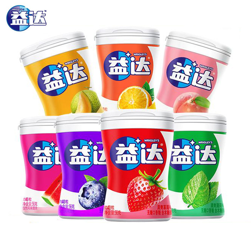 益达无糖口香糖56g约40粒原味薄荷草莓木糖醇口香糖清新口气薄荷