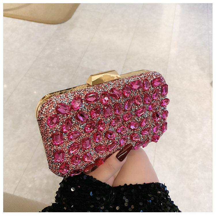 New cross-border full-diamond shiny bags, diamond-encrusted clutch bags, dinner bags, wedding banquet bags, party bags, small square bags and women's bags undefined