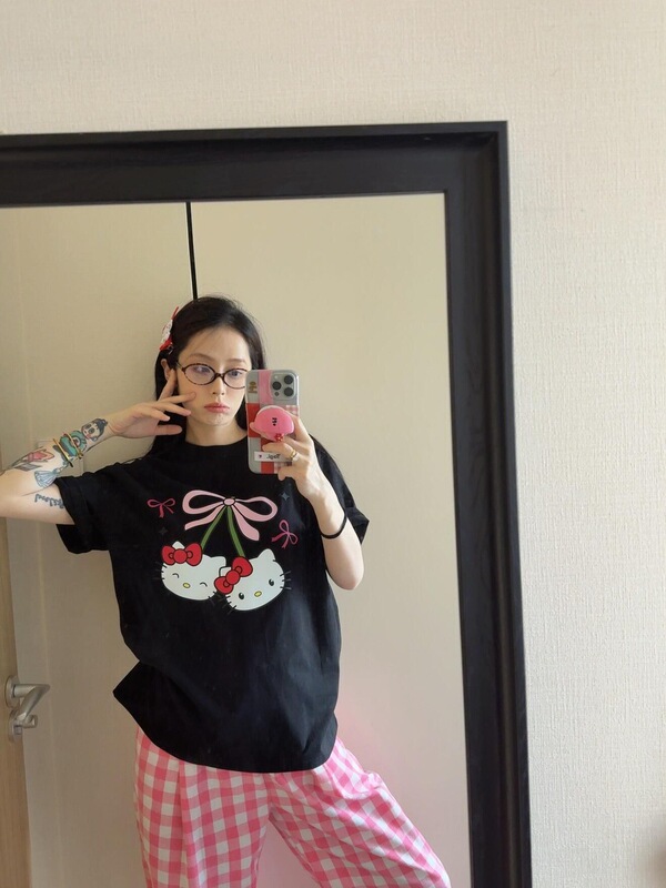 日本の夏 KT ハローキティ プリント 半袖 Tシャツ トップス 純綿 半袖 Tシャツ レディース キティ 面白い メンズ|undefined