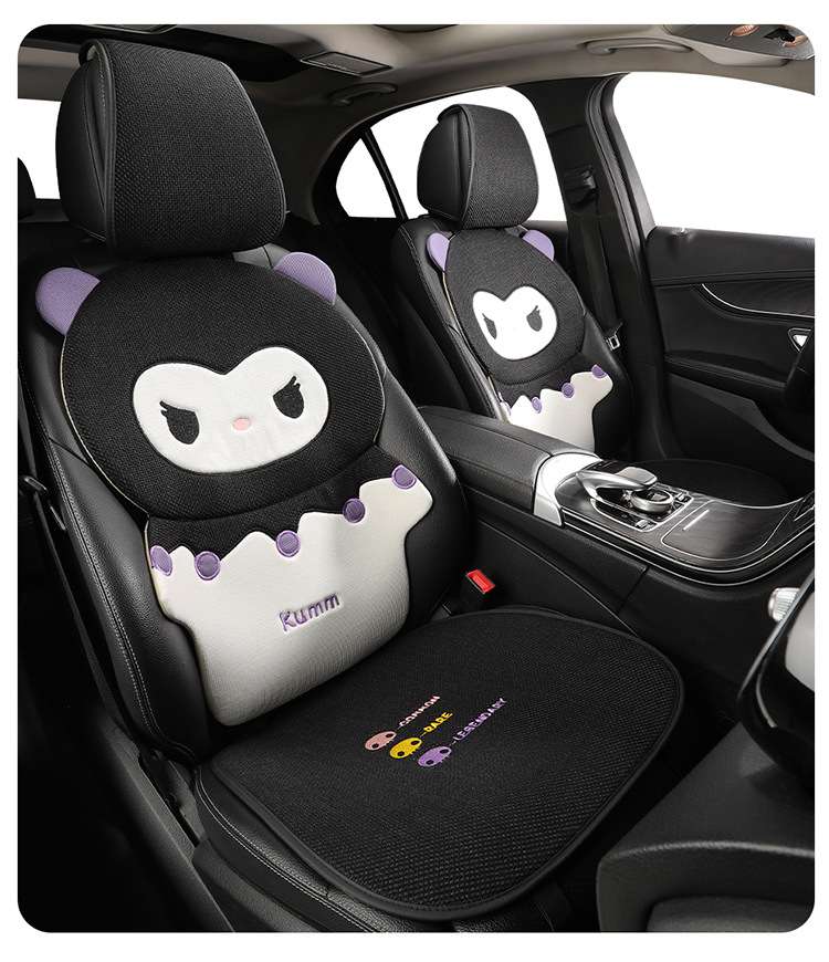 2025 New Kuromi Linen Car Seat Cushion Four-Piece Set