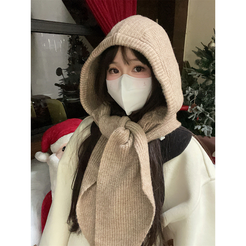 韩版帽子围巾一体加厚保暖针织帽女冬季护耳巴拉克拉法帽毛线帽男|undefined