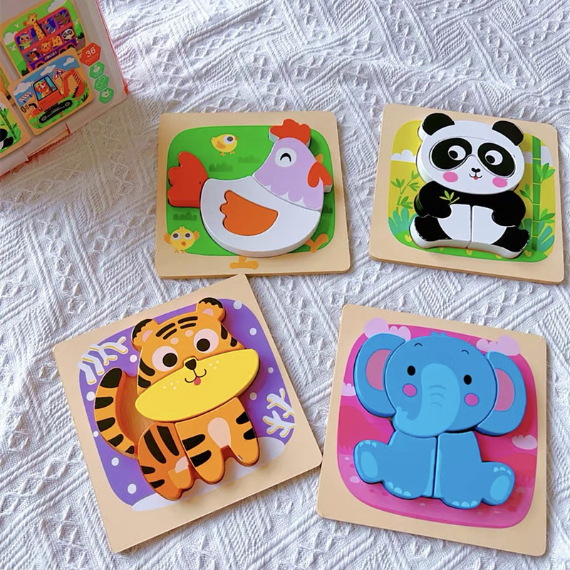 Rompecabezas tridimensional de madera, juguetes educativos, bloques de construcción, bebés y niños 1 uno-dos-tres años y medio 6 niños, niñas, bebés, educación temprana