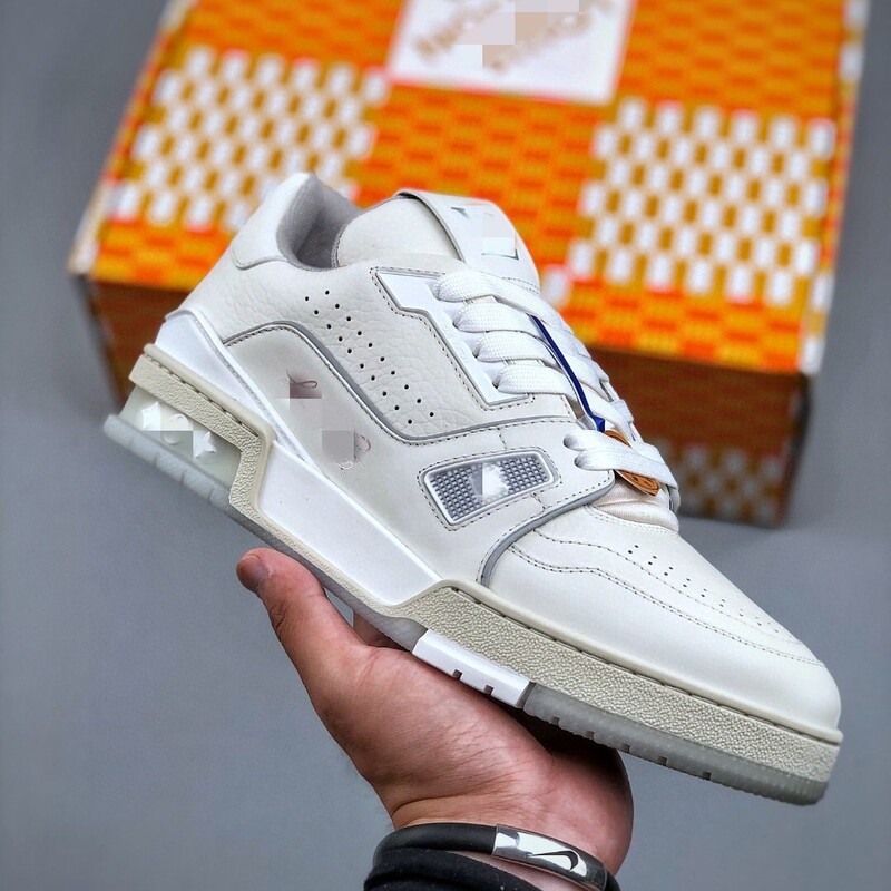 Putian High-End Version Lv Trainer White Sneakers Black and White Cement Color Unisex Couple Shoes Casual Sports Sneakers Putian High-End Version Lv Trainer White Sneakers Black and White Cement Color Unisex Couple Shoes Casual Sports Sneakers
