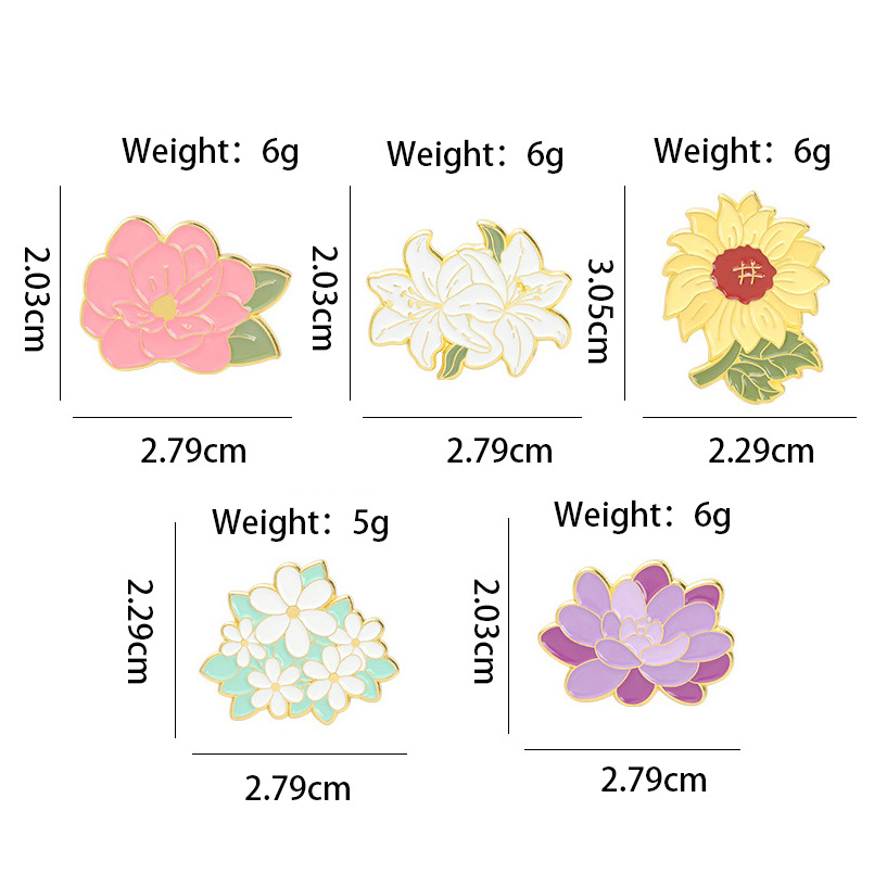 Broche de flor de planta creativa pequeño vestido de niña fresca insignia accesorios vestido personalizado broche de metal