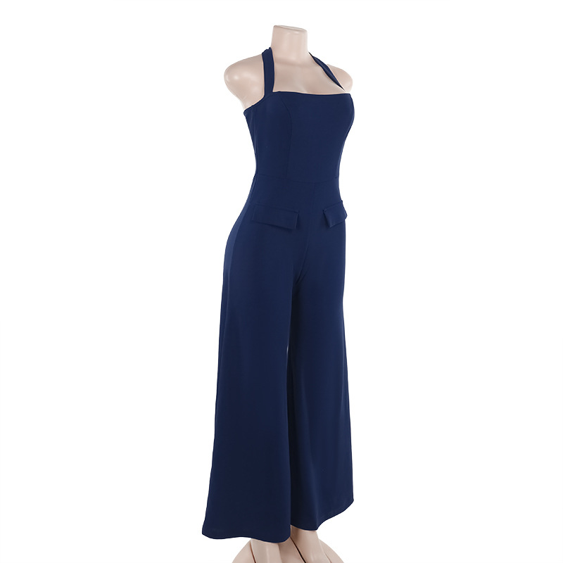 Fall Sexy Women Clothing Casual Slimming Bag Cover Halter Jumpsuit Women