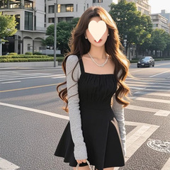 高级感气质御姐风连衣裙子女秋冬2025新款黑色内搭收腰a字裙短裙