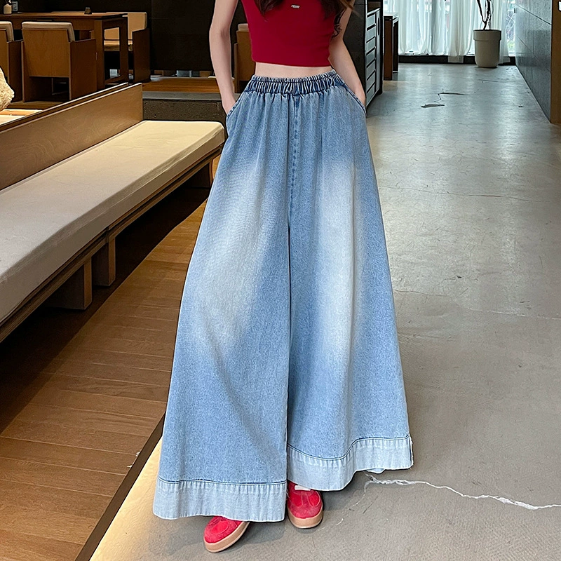 Spring retro loose straight jeans, trousers, design skirt, American style, loose fit