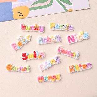 Cartoon Bright Small Card English Plate DIY Resin Accessories Handmade Hairpin Mobile Phone Shell Water Cup Headwear