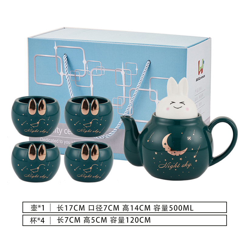 Lindo flor tetera traje de mano de cerámica regalo se puede utilizar como logotipo una olla cuatro tazas tarde juego de té regalo