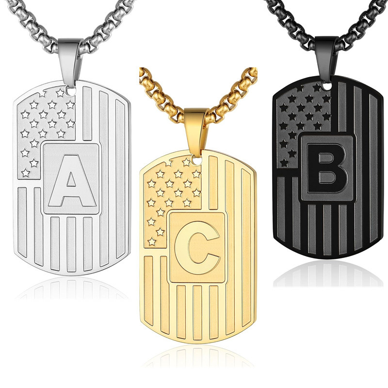 European and American letter necklace titanium steel dog tag pendant cross-border new American flag new Amazon AliExpress jewelry