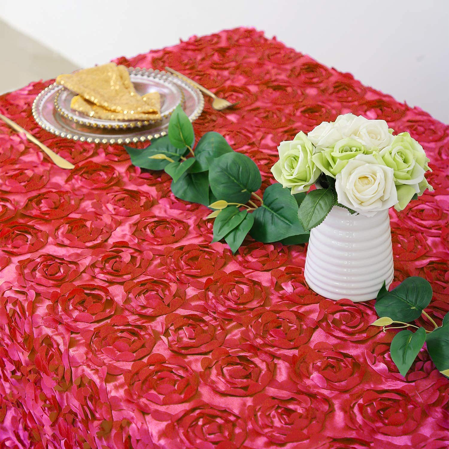 Hochzeit Tischdecke Abdeckung Sticken Rosette Rose Blume Hotel Bankett Geburtstag Party Dekoration Schönes Design Verwendung – Detail 30